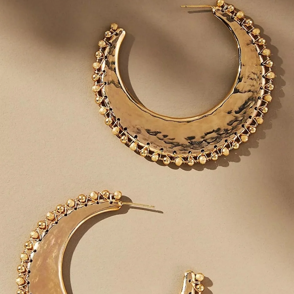 Anthropologie Western Spur Hoop Earrings in Gold